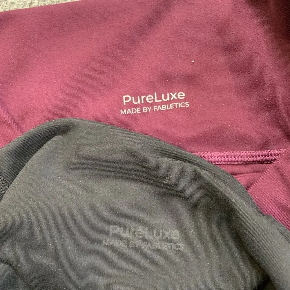 Fabletics Leggings Womens M Medium Black Eggplant PureLuxe High Waisted Crop 2PC
